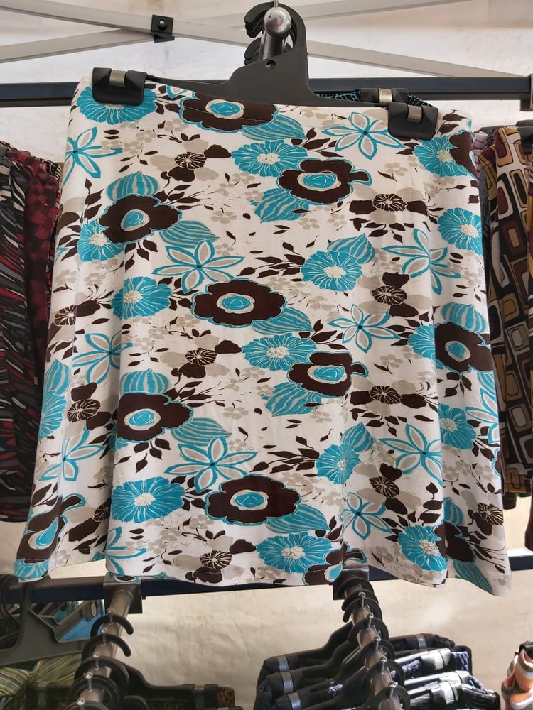 Image of Turquoise/brown floral KAT Skirt Large