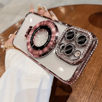 Image 1 of Luxury Bling Glitter Ring Bracket Magnetic Plating Phone Case For iPhone