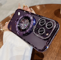 Image 3 of Luxury Bling Glitter Ring Bracket Magnetic Plating Phone Case For iPhone