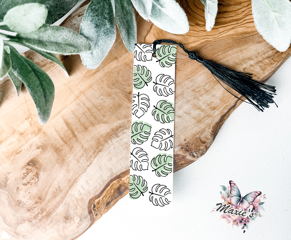 Image of Monstera Leaves Theme UVDTF Pen Wrap/Bookmark Decal 