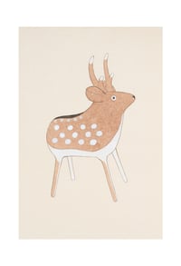 A3+ Wooden deer toy print