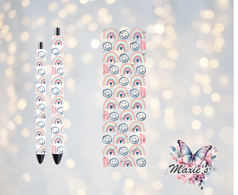 Image of Choose Happy Theme UVDTF Pen Wrap  / Bookmark Decal 