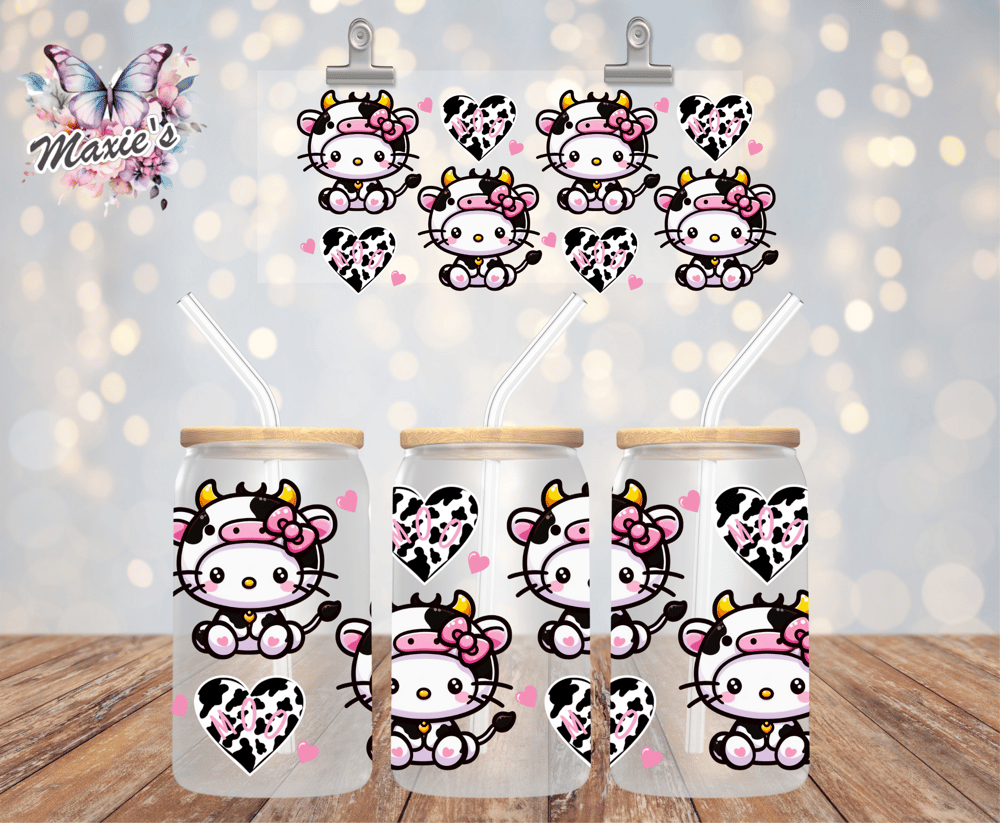 Image of Moo-moo Kitty Graphic Design 16oz. UVDTF Cup Wrap 