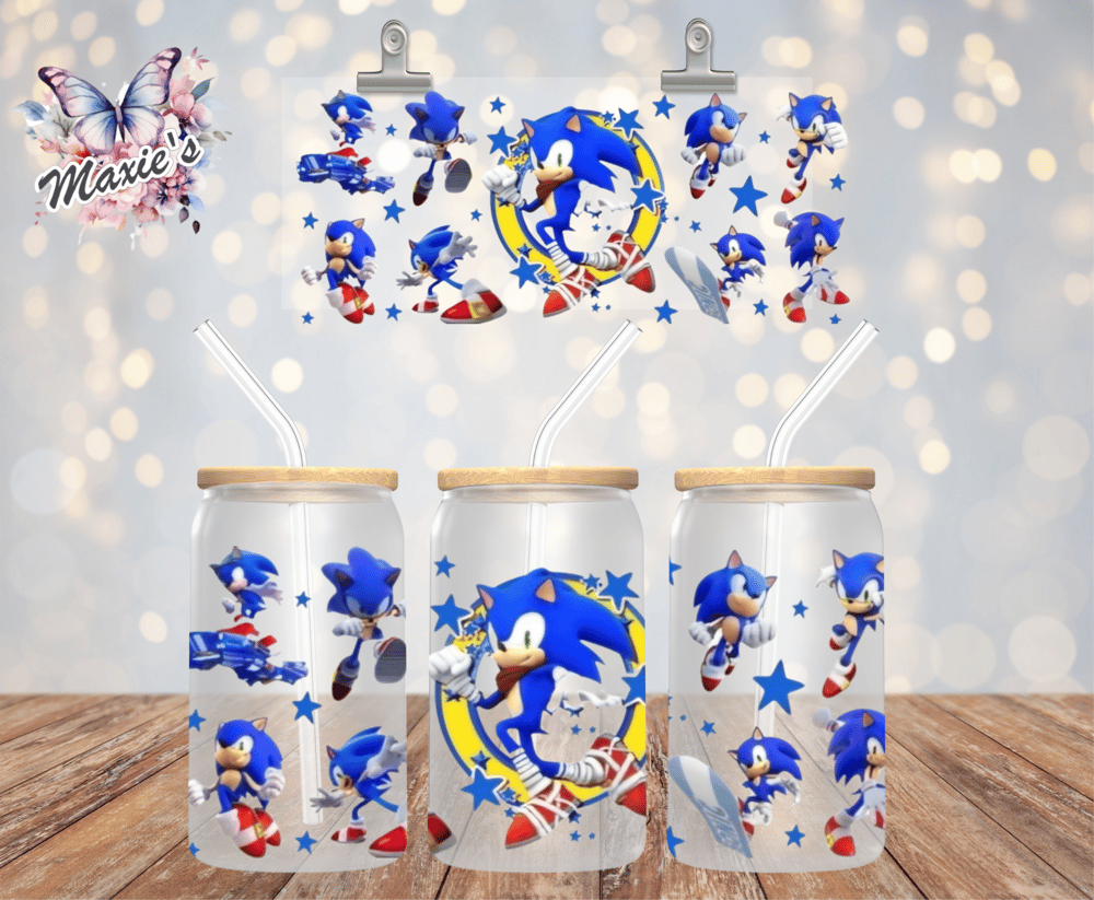 Image of Super Sonic Graphic Design 16oz. UVDTF Cup Wrap 