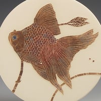 Image 2 of Ryukin fish sgraffito ceramic wall hanging