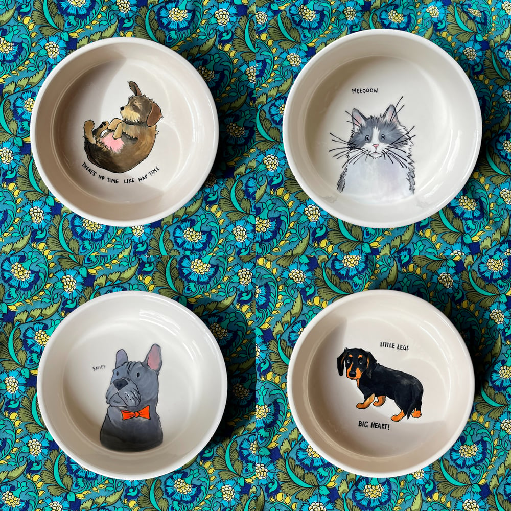 Image of hand painted ceramic pet bowls