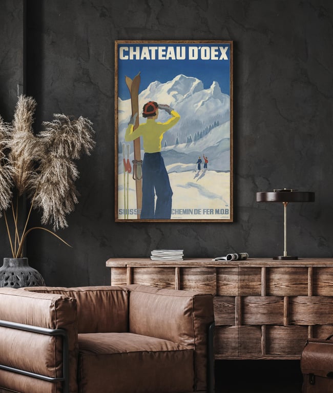 Château D'Oex Suisse, Chemin de Fer M.O.B | Alex Walter Diggelmann | 1930 | Vintage Travel Poster