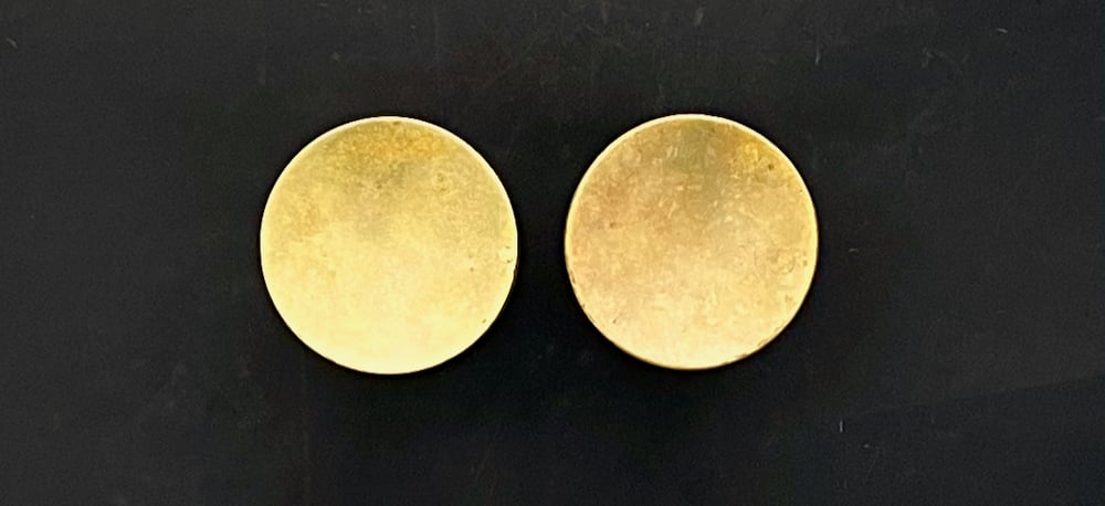 Image of Two Sets Mid-Size Circular Door Handles in Bronze, Mid-20th Century, France