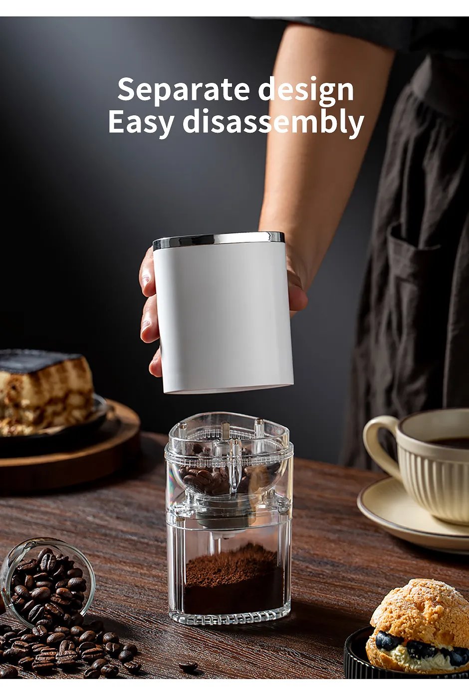 Portable Electric Coffee Grinder TYPE C USB Charge Ceramic Grinding Core Home Coffee Beans