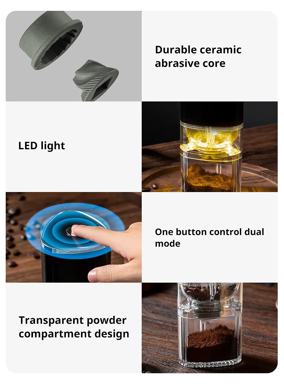 Portable Electric Coffee Grinder TYPE C USB Charge Ceramic Grinding Core Home Coffee Beans