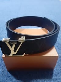 Image 1 of LV Belt Black Gold Buckle