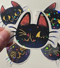 Image 3 of  black cat sticker set, matte & holo finishes available
