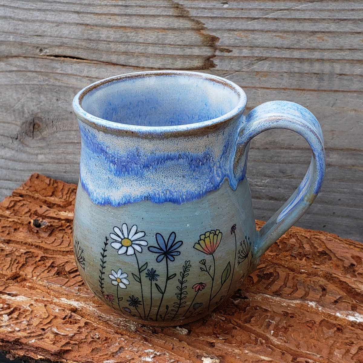 Image of 14-16oz. Meadow Walker mug, Tall, Brown stoneware