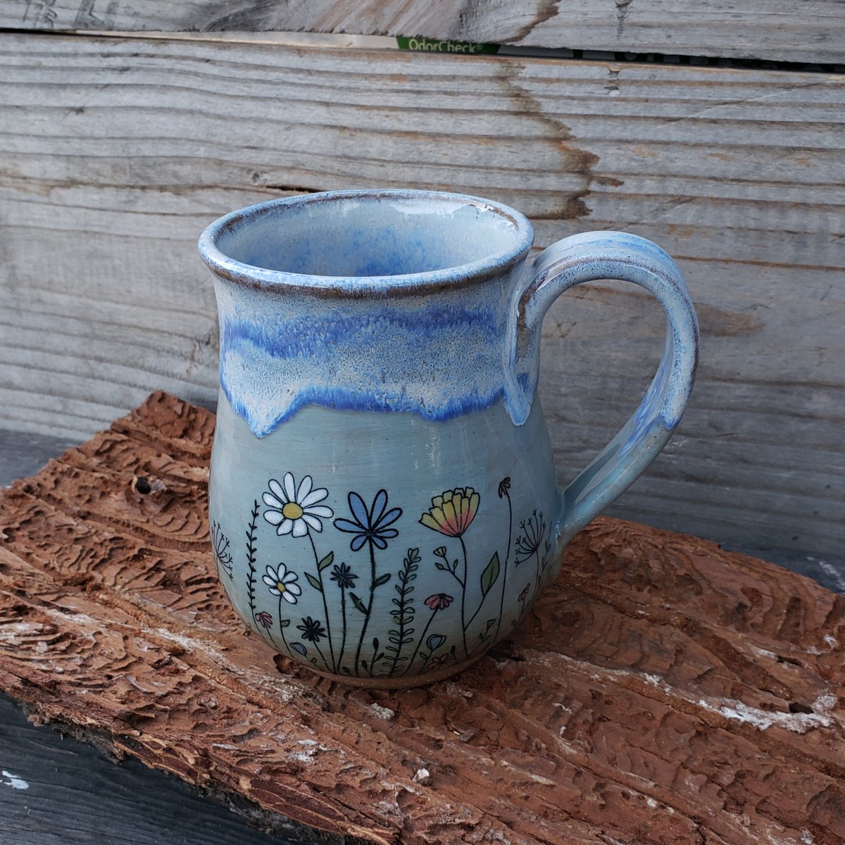 Image of 14-16oz. Meadow Walker mug, Tall, Brown stoneware #2