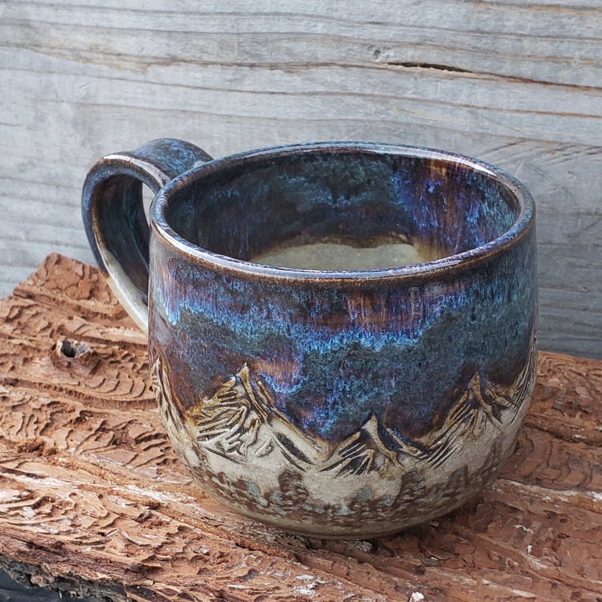 Image of 16oz. Nestled in the Woods mug, Brown stoneware 042024