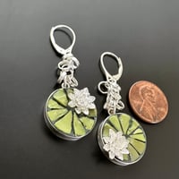 Image 3 of Lily Pad and Lotus Earrings