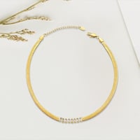 Image 4 of CZ Baguette Herringbone Necklace