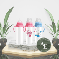 8oz Stainless Steel Sublimation Ready Baby Bottle Blue & Pink