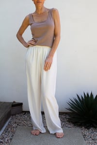 Image 1 of Silk/Satin Flair Pant White