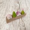 Driftwood and Ceramic Mini House Village - Pink and Purple
