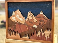 Image 2 of  Three Sisters Mountain in Canmore, Alberta - Rustic Mountain Decor-Handmade wall art