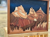 Image 3 of  Three Sisters Mountain in Canmore, Alberta - Rustic Mountain Decor-Handmade wall art