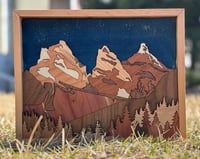 Image 4 of  Three Sisters Mountain in Canmore, Alberta - Rustic Mountain Decor-Handmade wall art