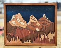 Image 1 of  Three Sisters Mountain in Canmore, Alberta - Rustic Mountain Decor-Handmade wall art