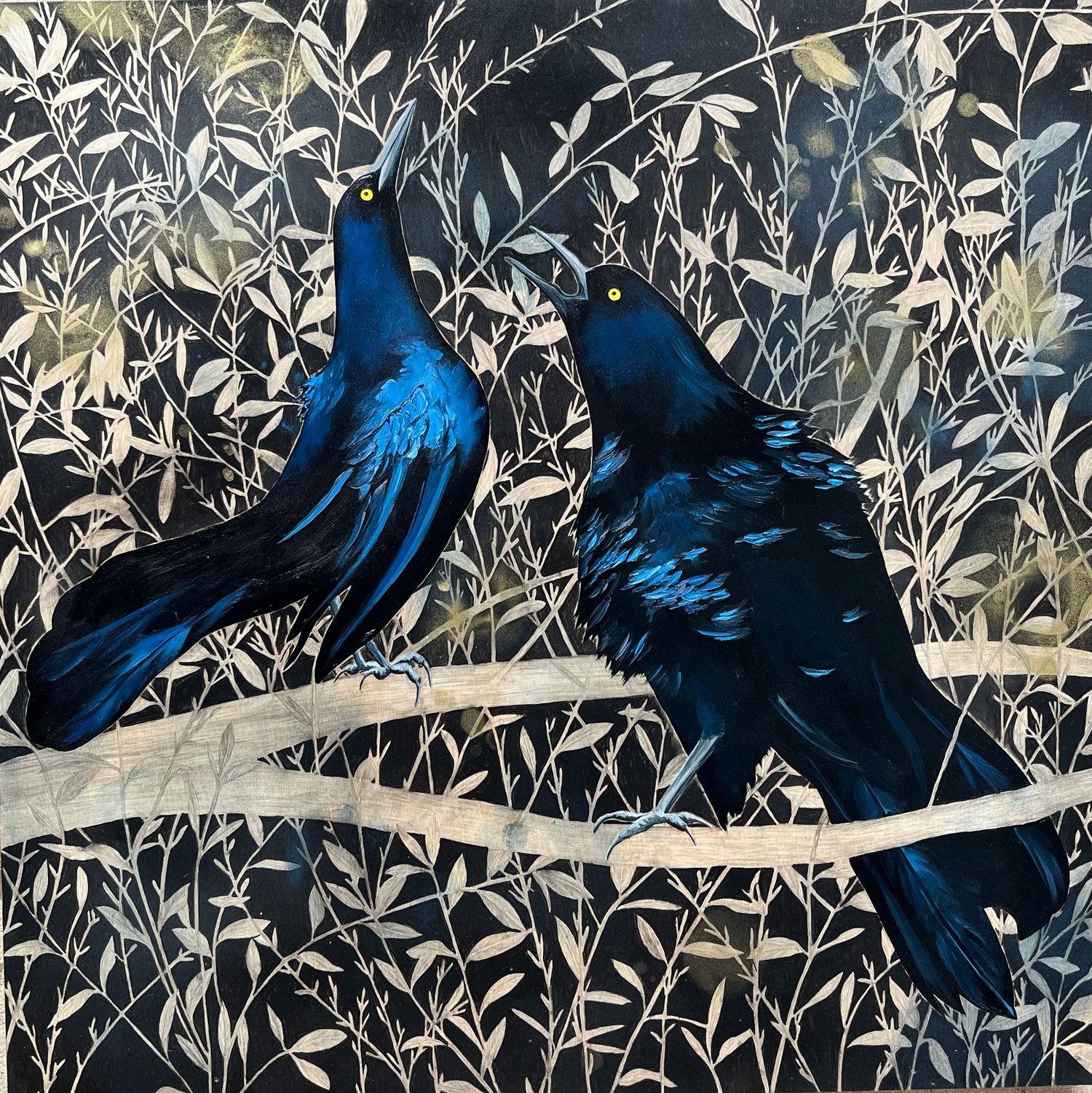 Aries Sun, Grackle Moon by Carly Weaver - Original Painting