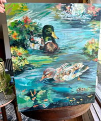 Image 6 of WatchingThem Swim – Mallard ducks painting