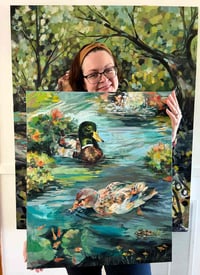 Image 1 of WatchingThem Swim – Mallard ducks painting