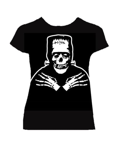 Image of preorder FRANKENFIEND womans fitted black shirt - ships may 17th
