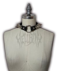 Image 2 of Hellbent Spiked O-Ring Choker - Leather collar - Handmade - Bondage Collar - Unisex - Ready to Ship