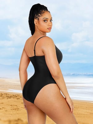 Deep Neck V Sexy Strap Shape One Piece Body Sculpting Swimsuit