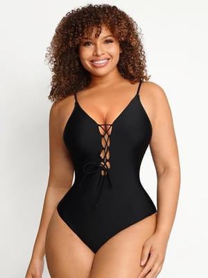 Deep Neck V Sexy Strap Shape One Piece Body Sculpting Swimsuit