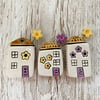 Purple Yellow Flowers Mini Ceramic Houses