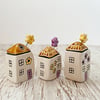 Purple Yellow Flowers Mini Ceramic Houses