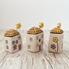 Yellow/Purple Flowers Mini Ceramic Houses