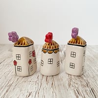 Image 3 of Purple/Red Flowers Mini Ceramic Houses