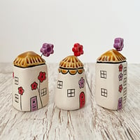 Image 2 of Purple/Red Flowers Mini Ceramic Houses