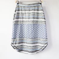 Image 1 of vintage panel stripe midi skirt pockets lightweight curved hem size small S adult courtneycourtney 