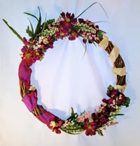 Image 1 of Twisted Wood Wreath Cranberry and Gold