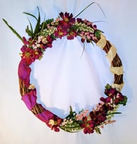 Image 3 of Twisted Wood Wreath Cranberry and Gold