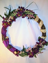 Image 4 of Twisted Wood Wreath Cranberry and Gold