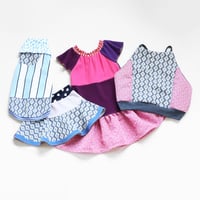 Image 4 of vintage fabric blue diamond purple stripe navy hearts 1/2/3 courtneycourtney skirt flouncy twirl 