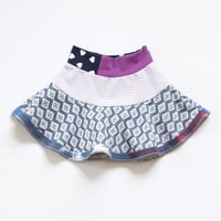 Image 2 of vintage fabric blue diamond purple stripe navy hearts 1/2/3 courtneycourtney skirt flouncy twirl 