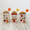 Red Orange Yellow Flowers Mini Ceramic Houses