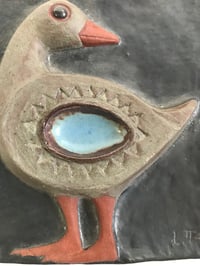 Image 4 of  Danish Modern Art Tile of a Duck by Lizzie Schnakenburg Thyssen, Signed, Circa 1970s 