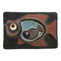 Image 1 of Danish Modern Art Tile of Fish by Lizzie Schnakenburg Thyssen, Signed, Circa 1970s