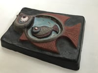 Image 2 of Danish Modern Art Tile of Fish by Lizzie Schnakenburg Thyssen, Signed, Circa 1970s